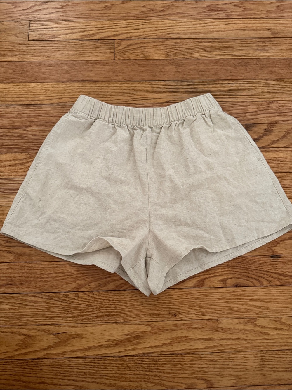 Rhythm Beige Linen-Blend Elastic Waist Shorts